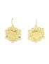 Boucles d'oreilles paillettes fleurs en filigrane d'or jaune _ Fait main