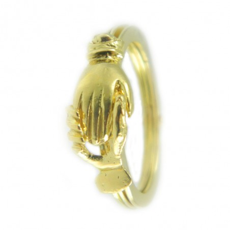 Anello filigrana sarda maninfide oro giallo 18 kt artigianto gioiello Sardegna mani liscie