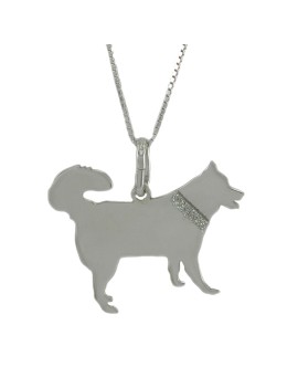 YUBIKIRI Necklace with 925 Sterling Silver Husky Dog Pendant - FREE ENGRAVING