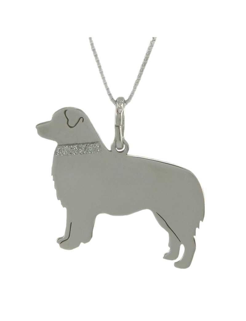 YUBIKIRI Necklace with Australian Shepherd Dog Pendant Sterling Silver 925 - FREE ENCODING