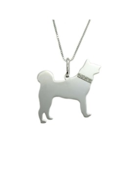 Pendentif chien Akita avec collier en argent sterling