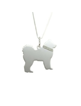 Pendentif chien ALASKAN MALAMUTE avec collier en argent sterling