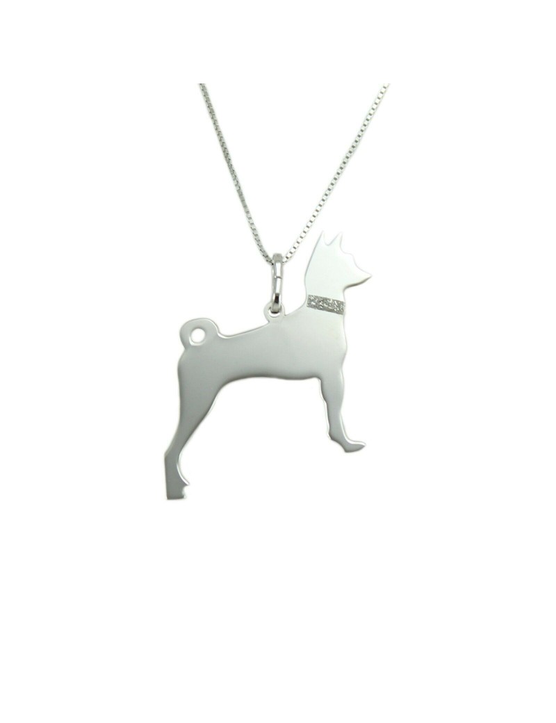 BASENJI pendentif chien avec collier en argent 925