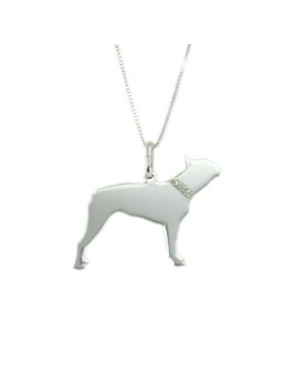 pendentif en argent sterling avec collier pour chien boston terrier