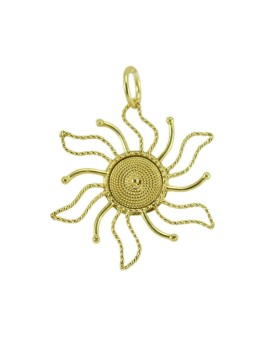 pendentif en or jaune filigrané soleil stylisé