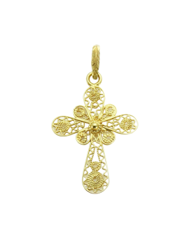 Pendentif croix sarde filigranée en or jaune 18 carats