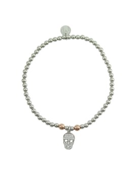 I Giampini silver elastic bracelet with skull pendant