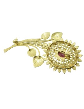 Sardinian filigree flower brooch silver gilt hand-perforated Sardinian costume veil