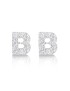 silver and cubic zirconia initial earrings letter B