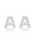 silver and cubic zirconia initial earrings letter A