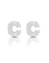 silver and cubic zirconia initial earrings letter C