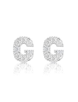 Boucles d'oreilles argent et zircon cubique lettre G