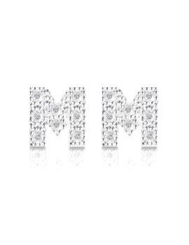 silver and cubic zirconia earrings initial M