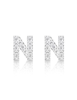 silver and cubic zirconia earrings initial N