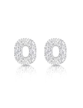 boucles d'oreilles en argent et zircon cubique initiale O