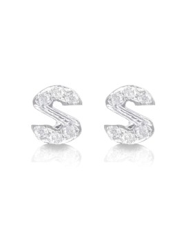 silver and cubic zirconia earrings initial S