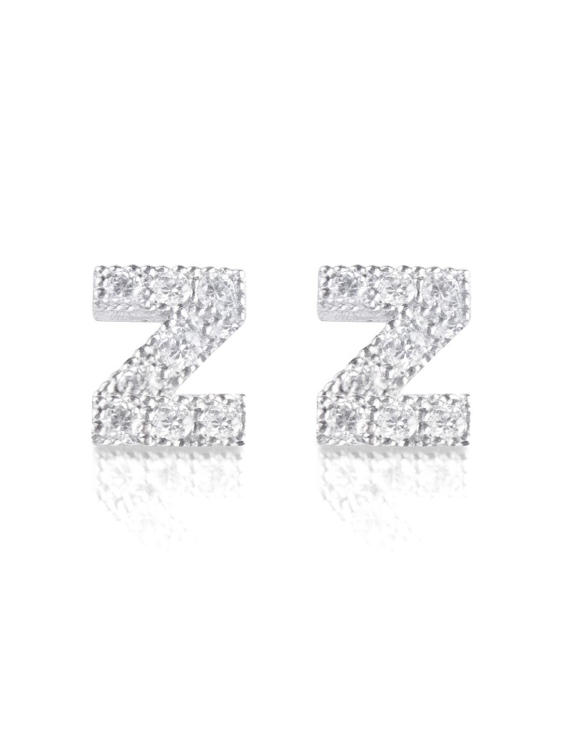 silver and cubic zirconia earrings initial Z