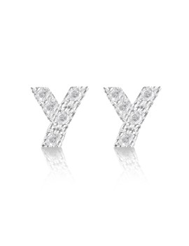 silver and cubic zirconia earrings initial Y