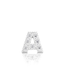 silver and cubic zirconia earring initial A