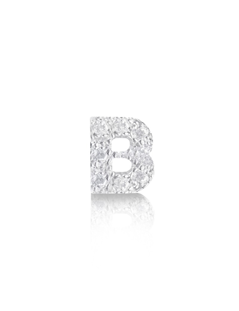 silver and cubic zirconia earrings initial B