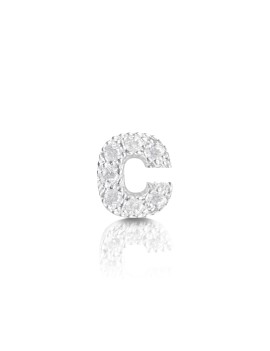 silver and cubic zirconia earring initial C