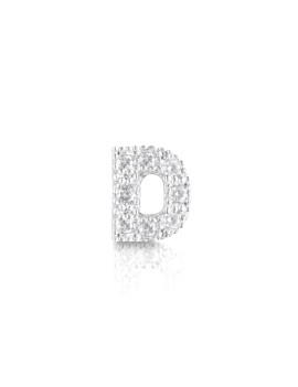 silver and cubic zirconia earring initial D