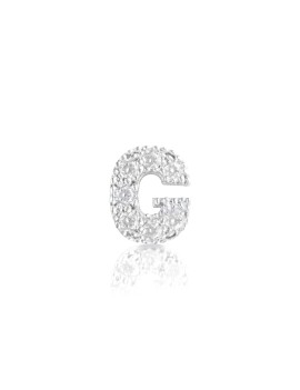 silver and cubic zirconia earring initial G