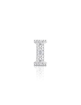 silver and cubic zirconia earring initial I