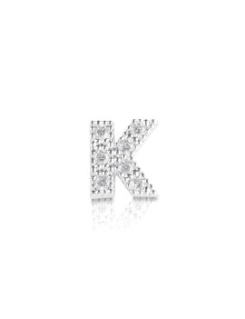 silver earring and cubic zirconia initial K