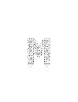 silver and cubic zirconia initial earring letter M