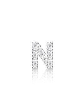 silver and cubic zirconia initial earrings letter N