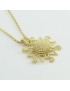 Sardinian filigree silver necklace with gold-plated corbula sun pendant pendant