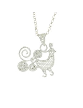 Sardinian silver filigree necklace with pavoncella pendant