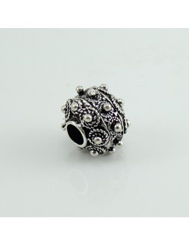 Sardinian filigree burnished silver button charm for Filu & Trama base bracelet