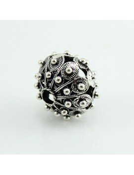 Burnished silver charm large button for Filu & Trama base bracelet