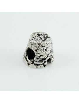 Burnished silver nuraghe mask charm for Filu & Trama base bracelet