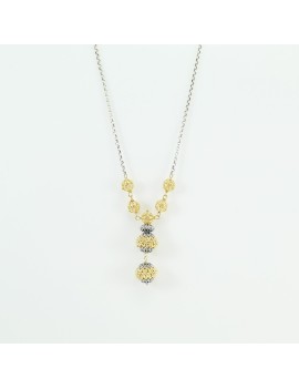Collana donna sfere filigrana sarda in argento traforate brunite e dorate gioiello sardo