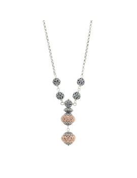 Sardinian filigree silver filigree spheres necklace pierced burnished and rosé