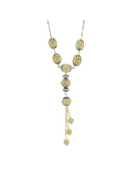 Women's long silver necklace Sardinian filigree spheres pierced gilded and burnished