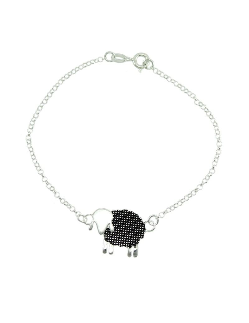 Silver bracelet with central filigree burnished sheep