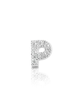 silver and cubic zirconia initial earrings letter P