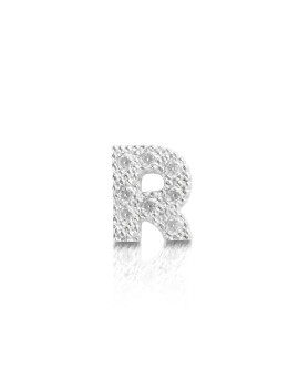 silver and cubic zirconia initial earrings letter R