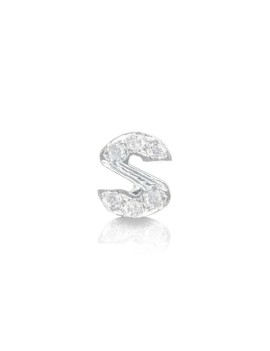 silver and cubic zirconia initial earrings letter S