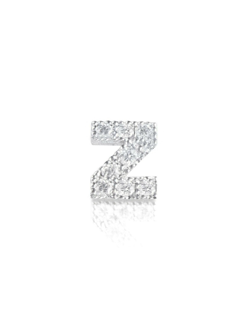 silver and cubic zirconia initial earrings letter Z