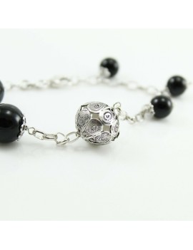 Sardinian bracelet with Su Coccu and silver button in 925 silver