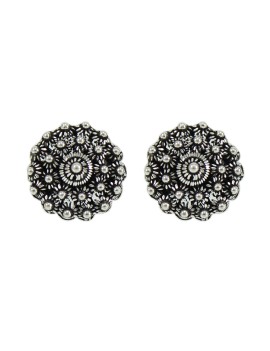 Women's silver flower filigree earrings Sardinian honeycomb burnished large