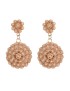 Women's rose gold-plated silver filigree Sardinian honeycomb flower pendant earrings