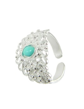 Sardinian women's campidanese wedding band with turquoise worked open in silver.