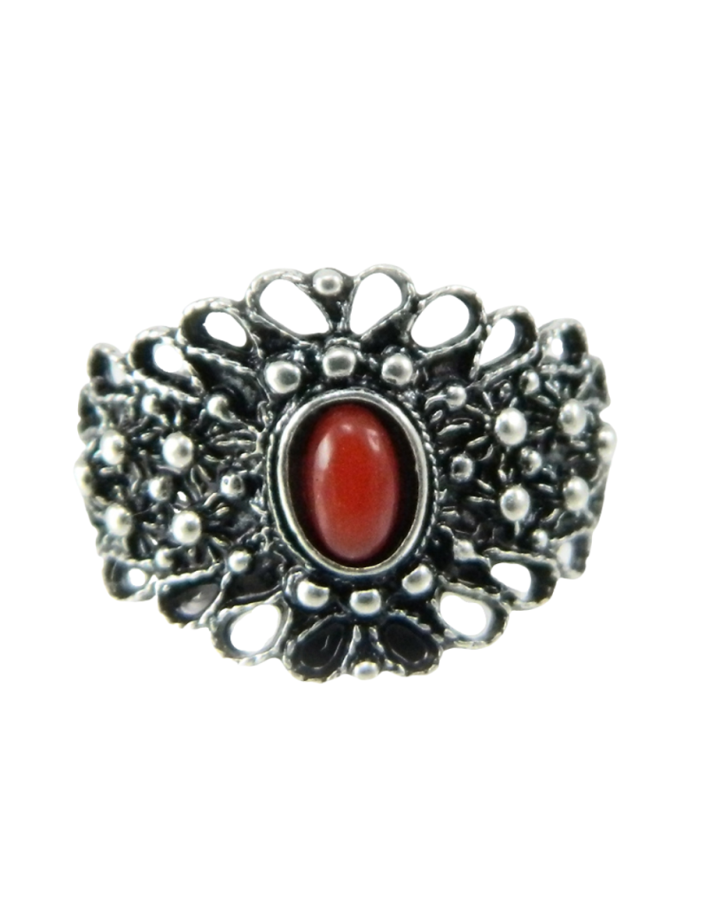 campidanese wedding ring burnished silver with coral