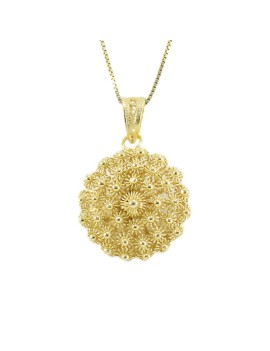 Sardinian filigree pendant necklace in gold-plated silver